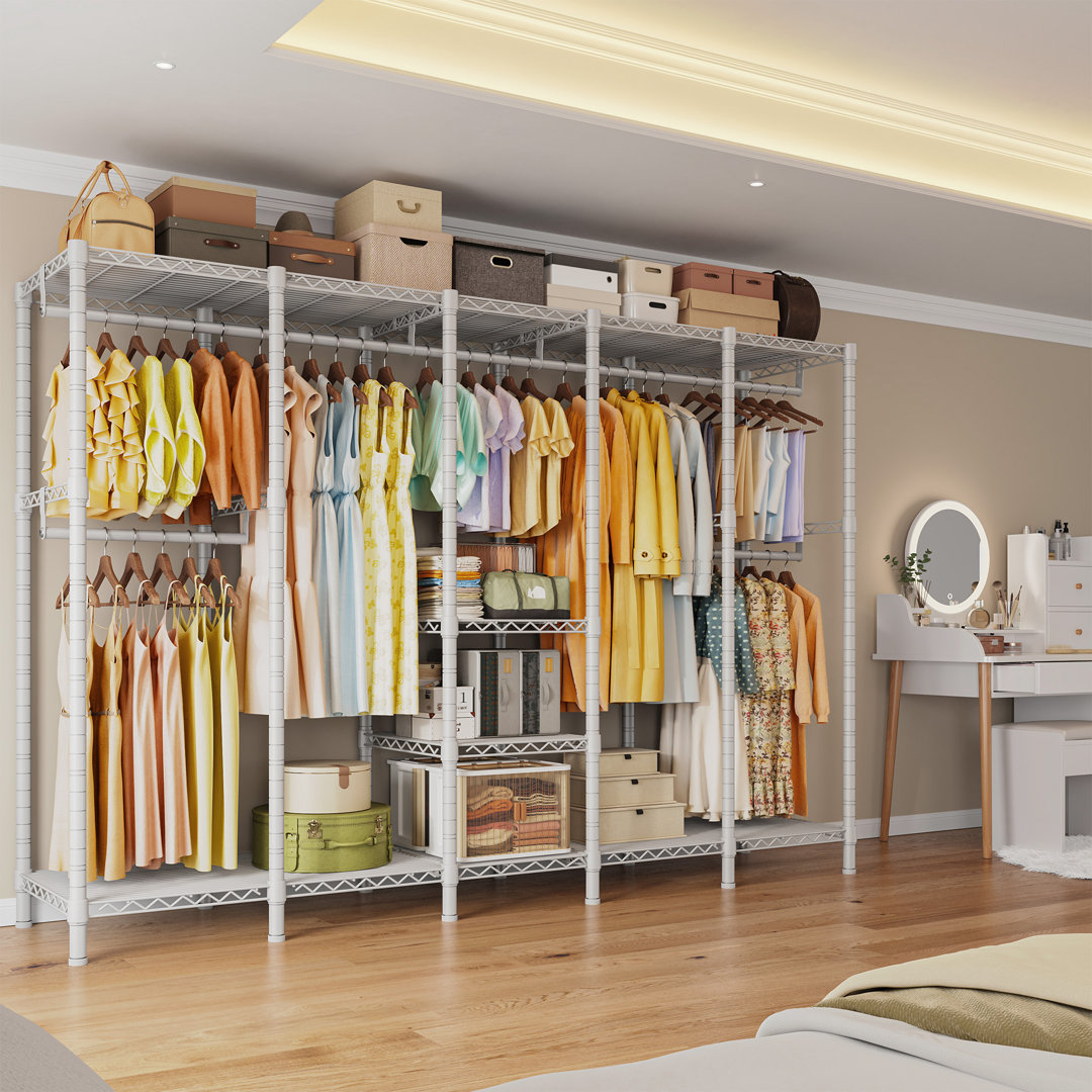 88.2"w Clothes Rack, Portable Closet Rack Loads 1200lbs Capacity, Freestanding Wardrobe Closet With Adjustable Shelves